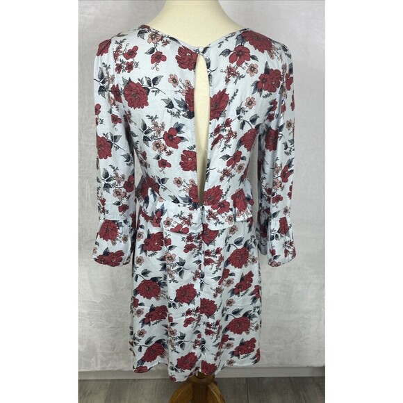 American Eagle Outfitters Floral Dress Lt Blue Red Size Small - Picture 6 of 10